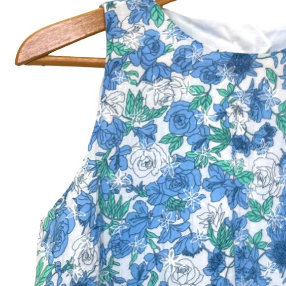 Poeta Floral Shift Dress Sz M Women’s NEW Sun Dress Tank Blue White Peekaboo - Picture 4 of 9